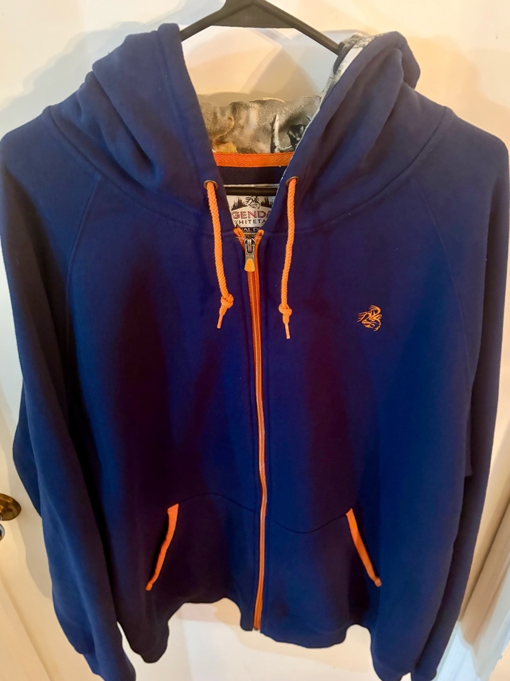 Legendary Whitetails Blue Zip-Up Hoodie with Orange Accents
